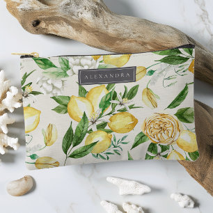 Ivory   Amalfi Coast Lemon Blossom Personalized Accessory Pouch