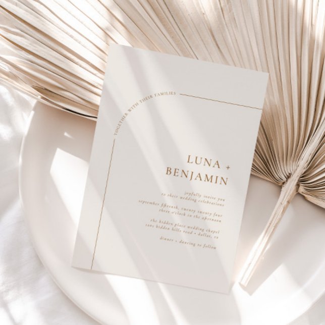 Ivory and Amber Bohemian Arched Minimalist Wedding Invitation (Available for print and instant digital download!)