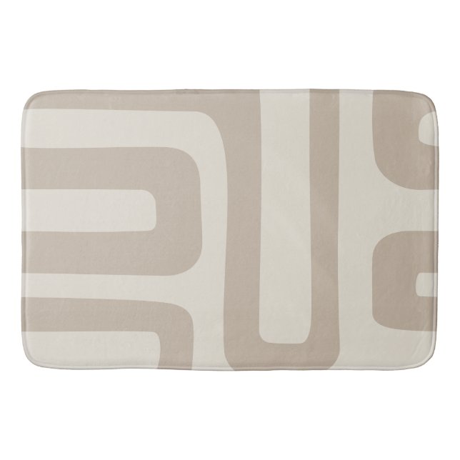 Ivory and Beige Abstract Bath Mat (Front)