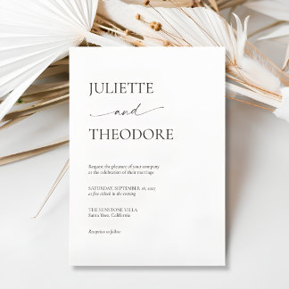 Ivory and Black Elegant Minimalist Wedding Invitation