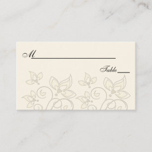 Ivory and Black Floral Placecards