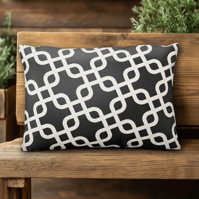 Ivory and Black Pattern Accent Pillow (Custom Pillow)