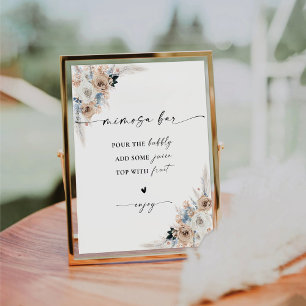 Ivory And Blue Boho Bridal Shower Mimosa Bar Sign