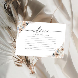 Ivory And Blue Boho Floral Advice Card