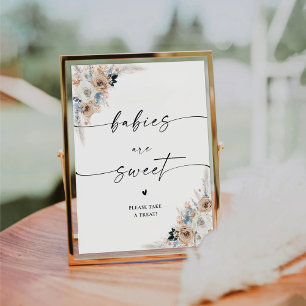 Ivory And Blue Boho Floral Babies Are Sweet Sign