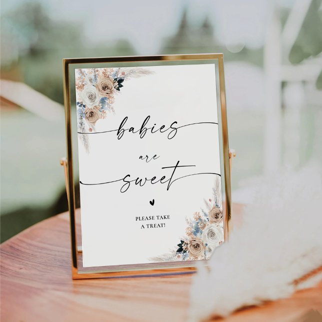 Ivory And Blue Boho Floral Babies Are Sweet Sign (Creator Uploaded)