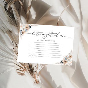 Ivory And Blue Boho Floral Date Night Ideas Card