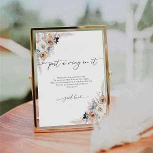 Ivory And Blue Boho Put A Ring On It Sign