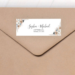 Ivory And Blue Boho Wedding Return Address Label