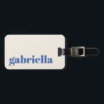 Ivory and Blue Bold Typography Personalized Name Luggage Tag<br><div class="desc">Bold Modern Typography Personalized Name Luggage Tag in Ivory and Blue</div>