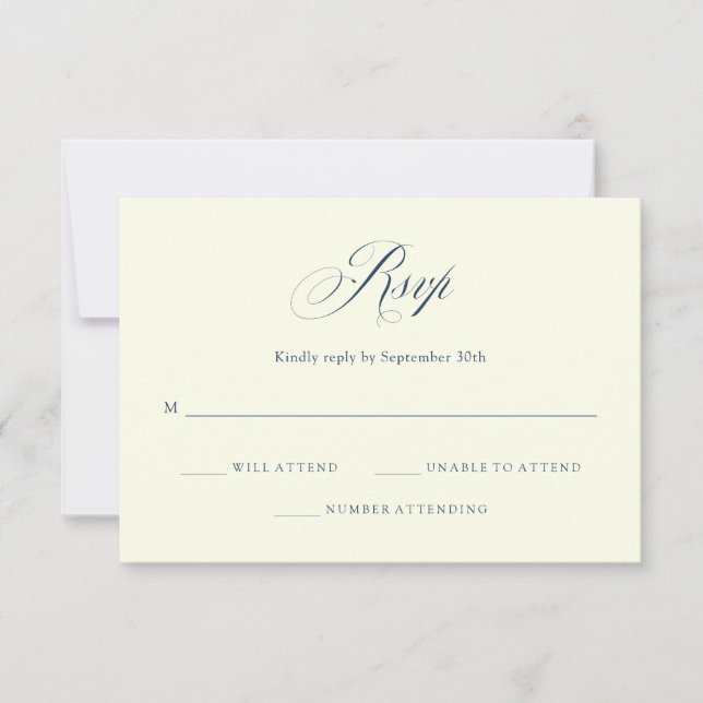 Ivory and Blue | Italian Elegance Wedding RSVP Card (Front)