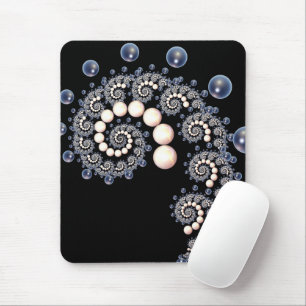 Ivory and Blue Pearl Spiral Mouse Pad