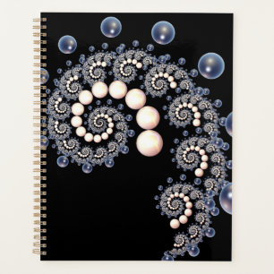 Ivory and Blue Pearl Spiral Planner