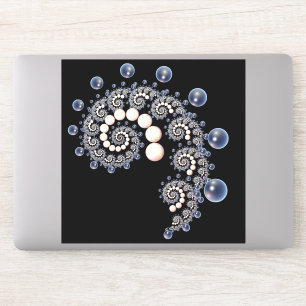 Ivory and Blue Pearl Spiral Vinyl Sticker
