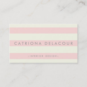 Ivory and Blush Pink Stripes Pattern Business Card