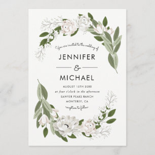 Ivory and Blush Wedding Sprigs Invitation