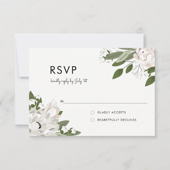 Ivory and blush Wedding Sprigs - RSVP (Front)