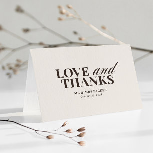 Ivory and Brown Neutral   Classic Luxe Wedding Thank You Card