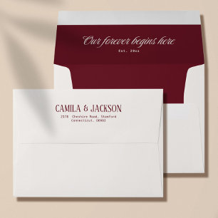Ivory and Burgundy Wedding Envelope