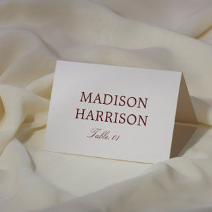 Ivory and Burgundy Wedding Place Card DIY