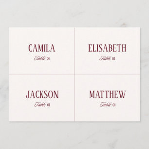 Ivory and Burgundy Wedding Place Name Card DIY