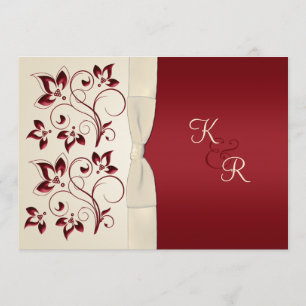 Ivory and Claret Monogrammed Invitation