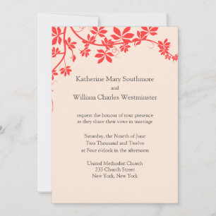 Ivory And Coral Wedding Invitations