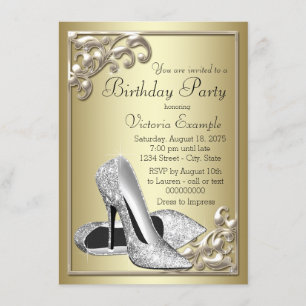 Ivory and Gold Birthday Party Invitation