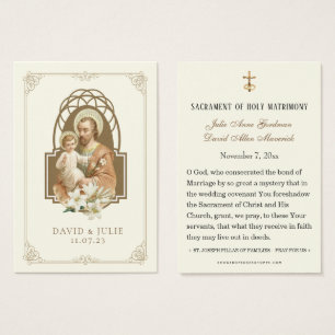 Ivory and Gold Catholic St. Joseph Wedding Prayer 