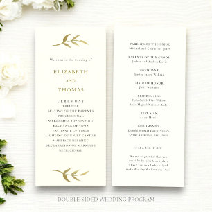ivory and gold custom wedding program 
