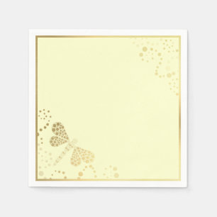 Ivory and Gold Dragonfly Pointilism Custom Wedding Napkin