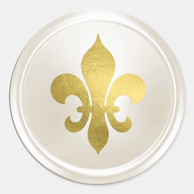 Ivory and Gold  Fleur de Lis Envelope Seal (Front)