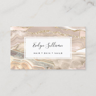 ivory and gold glitter agate business card