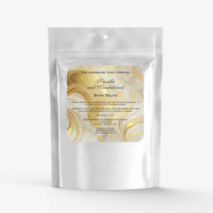 Ivory and Gold Marble Bath Salts Pouch Label
