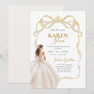 Ivory and Gold Quinceanera Invitation