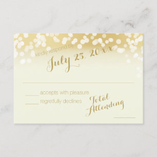 Ivory and Gold Sparkle Lights RSVP Card