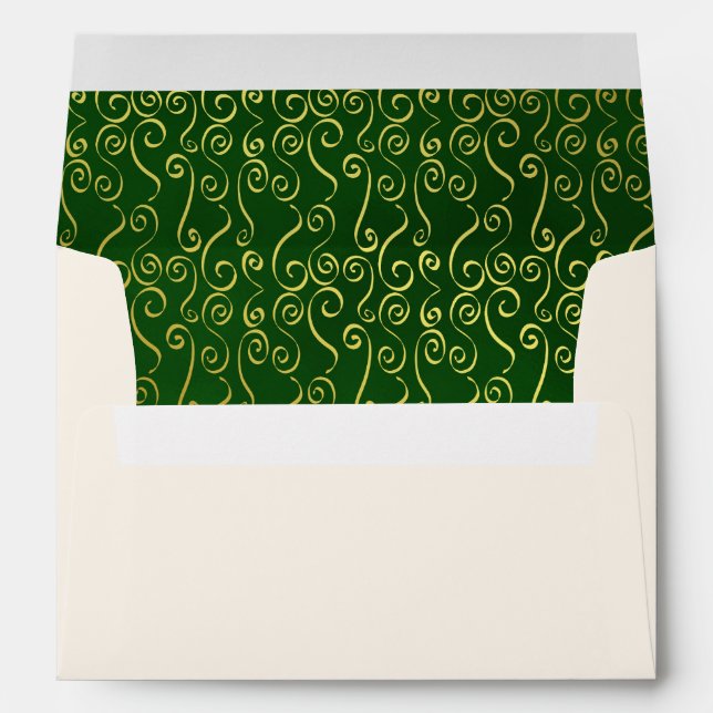 Ivory and Green Winter Wedding Envelope (Back (Bottom))