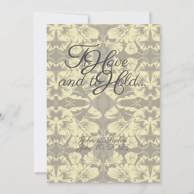Ivory and Grey Floral Wedding Invitations (Front)