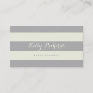 Ivory and Grey Stripes Pattern Business Card