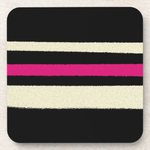 Ivory and Hot Pink Stripes Cool Simple Pattern Coaster