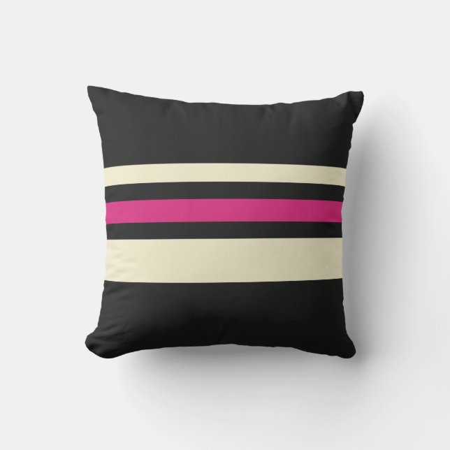Ivory and Hot Pink Stripes Cool Simple Pattern Outdoor Pillow (Front)