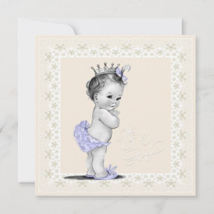Ivory and Lavender Baby Girl Shower Invitation