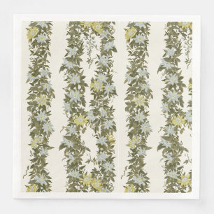 Ivory and Olive Passion Flower Vine Napkin