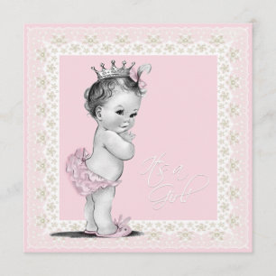 Ivory and Pink Baby Girl Shower Invitation