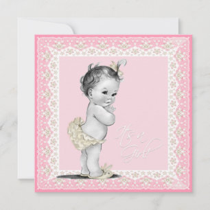 Ivory and Pink Baby Shower Invitation