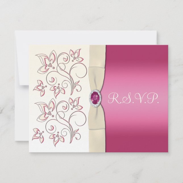 Ivory and Pink Reply Card (Front)