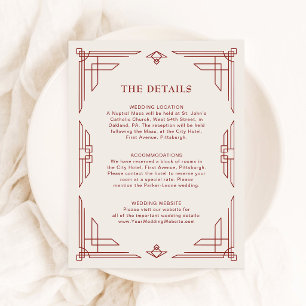 Ivory and Red Elegant Holiday Wedding   Details Enclosure Card