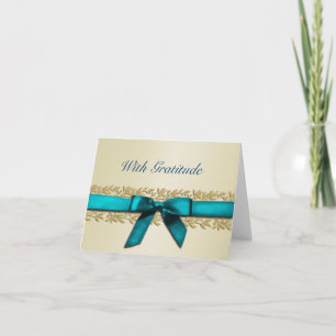 Ivory and Teal with Gold Vine Border Thank You