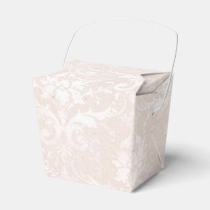 Ivory and White Grunge Distressed Damask Favor Box