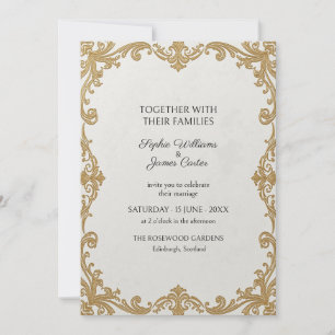 Ivory Antique Gold Baroque Wedding Invitation